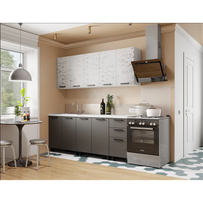 Кухня "3D Техно" Белый/F02