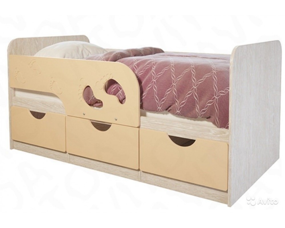 Детская кровать "Минима Лего" 186 см Дуб атланта/Крем брюле