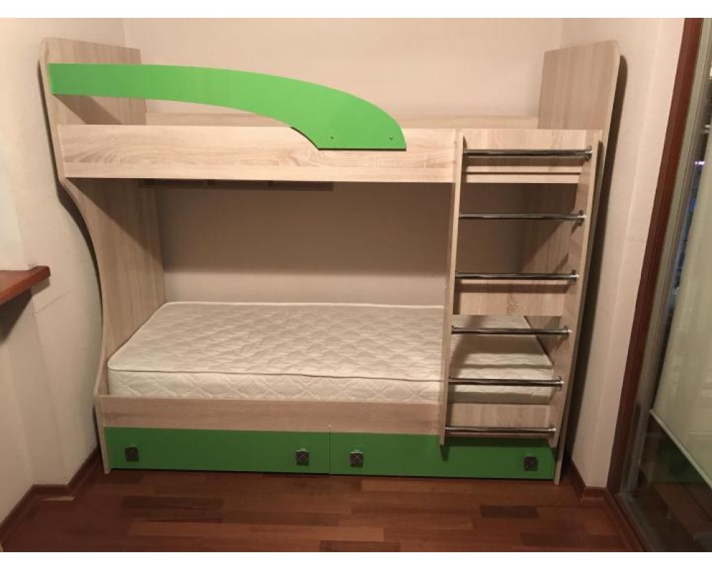 Детская двухъярусная кровать "Колибри" Дуб сонома/Ателье светлое