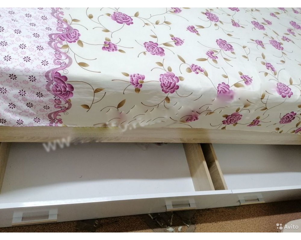 Кровать "Сакура" 1,6 м без матраса Дуб Сонома/Белый Глянец