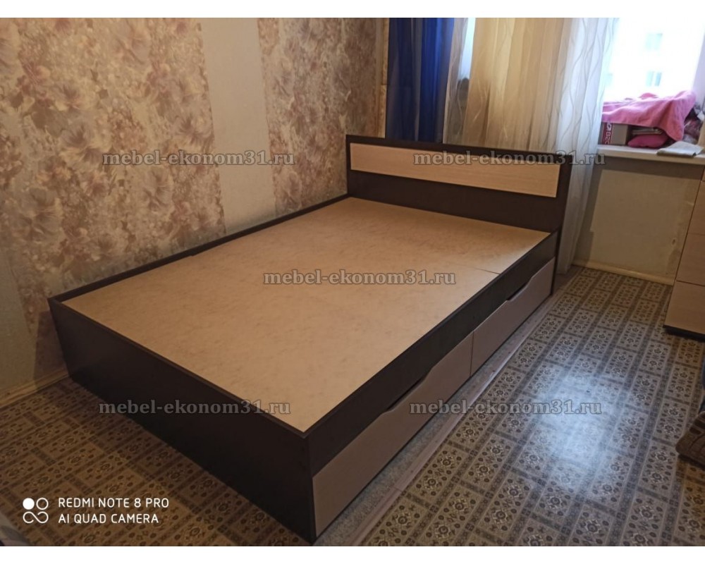 Кровать "Гармония КР-605" 1,4 м с матрасом, ясень