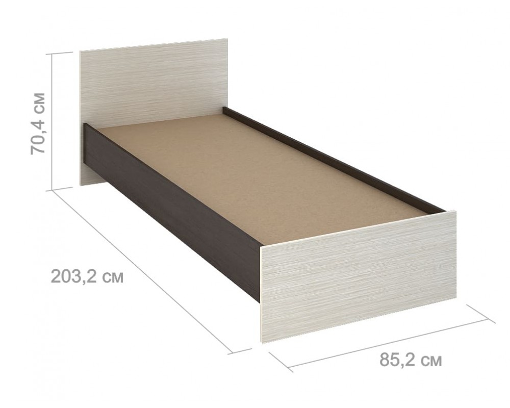 Кровать "Бася КР 554" 80 см дуб крафт белый/дуб крафт серый