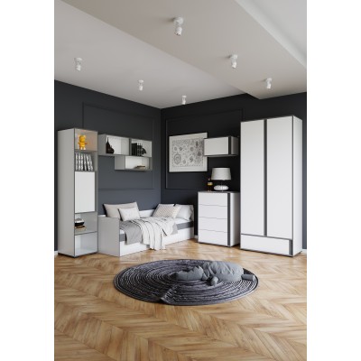 Спальня подростковая модульная "Асцелла" №2 белый/графит серый