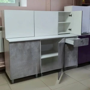 Кухня "КГ 1" 160 cм Белый/Цемент светлый