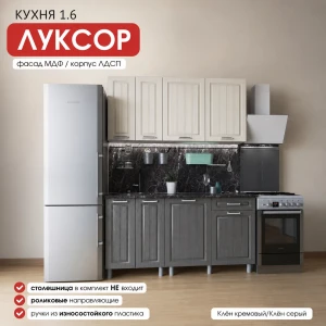 Кухня "Луксор" МДФ Клëн белый 1,6м