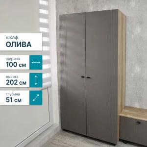 Шкаф 2х-ств. "Олива" ШК-03 Дуб каньон/Муссон софт MF14