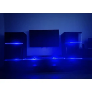 Гостиная "Домино" Чёрный глянец/Чёрный с подсветкой