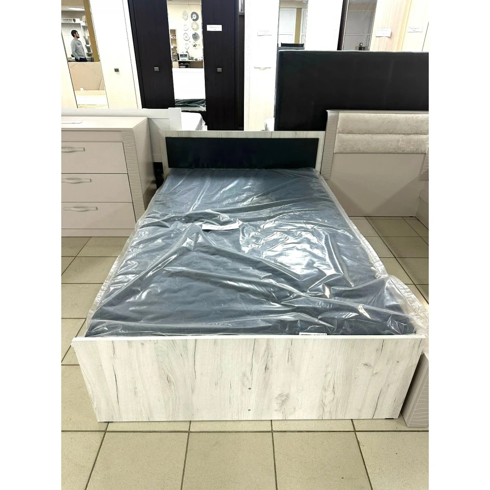 Кровать "Фиеста" 1,2 м с матрасом Дуб крафт белый/Графит