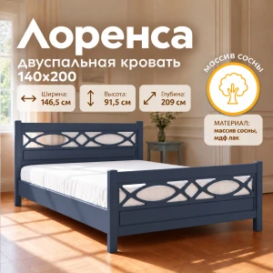 Кровать "Лоренса" 1,4м Темный лазурный