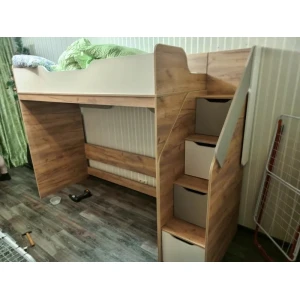 Кровать-чердак "RICH" КР-001 Миндаль/Глиняный серый