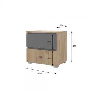 Прикроватная тумба "Cильвия" Дуб золотой/Графит