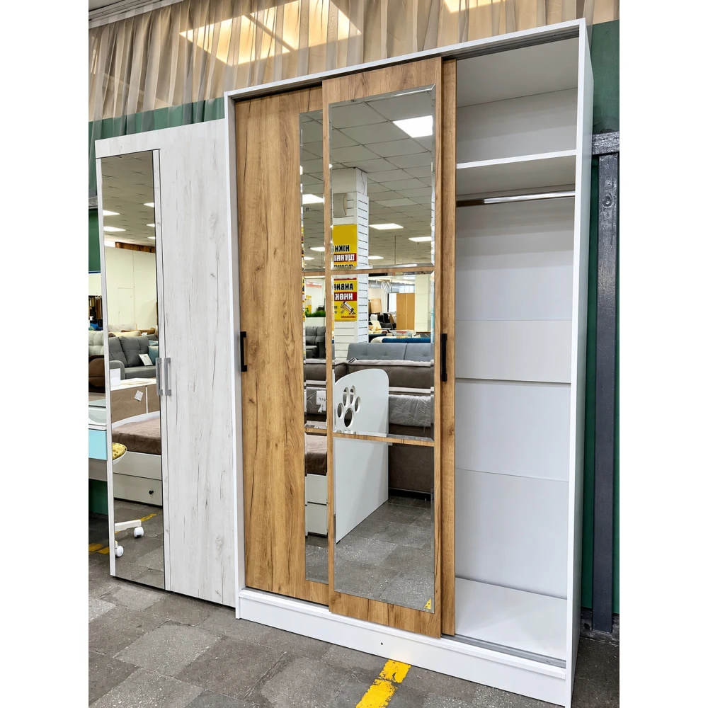Шкаф-купе "Стиль-2" 1400 Белый/Дуб крафт золотой