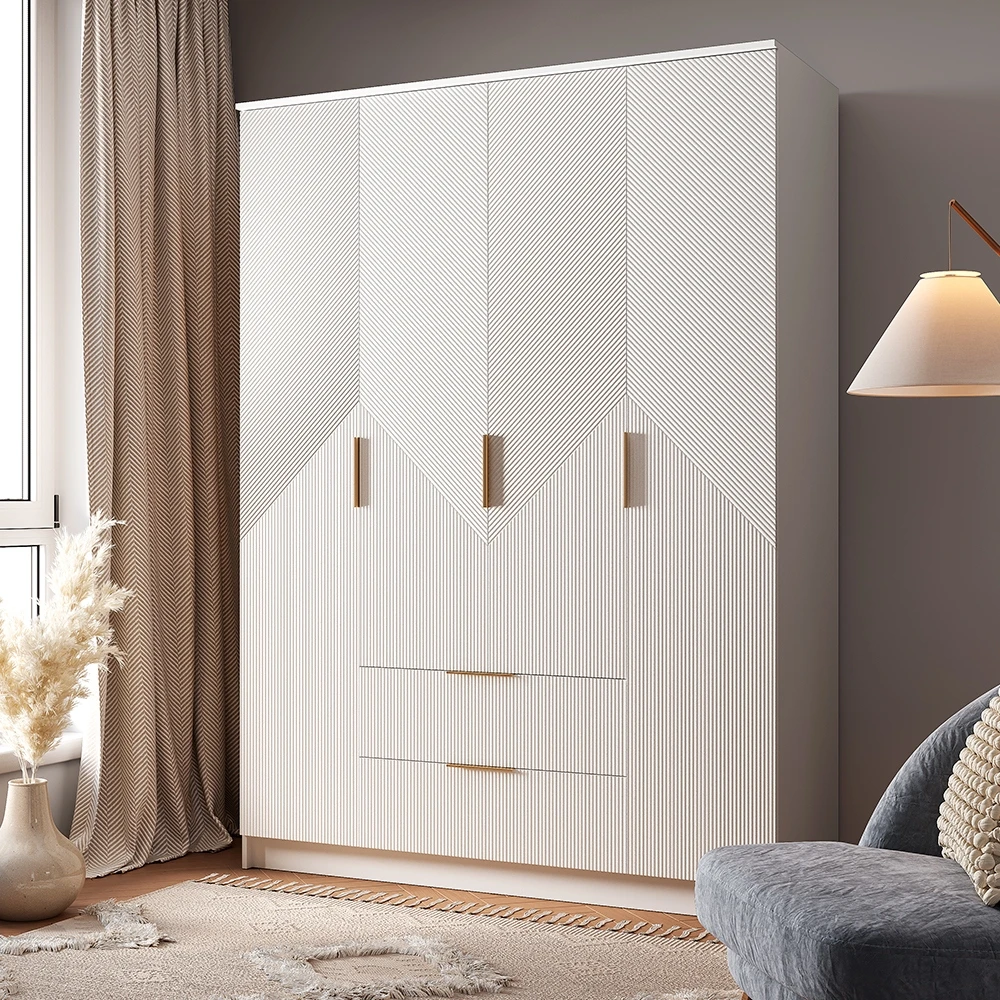 Шкаф 4-створчатый "Эмилия" ШК-11 Белый/Жемчужно белый
