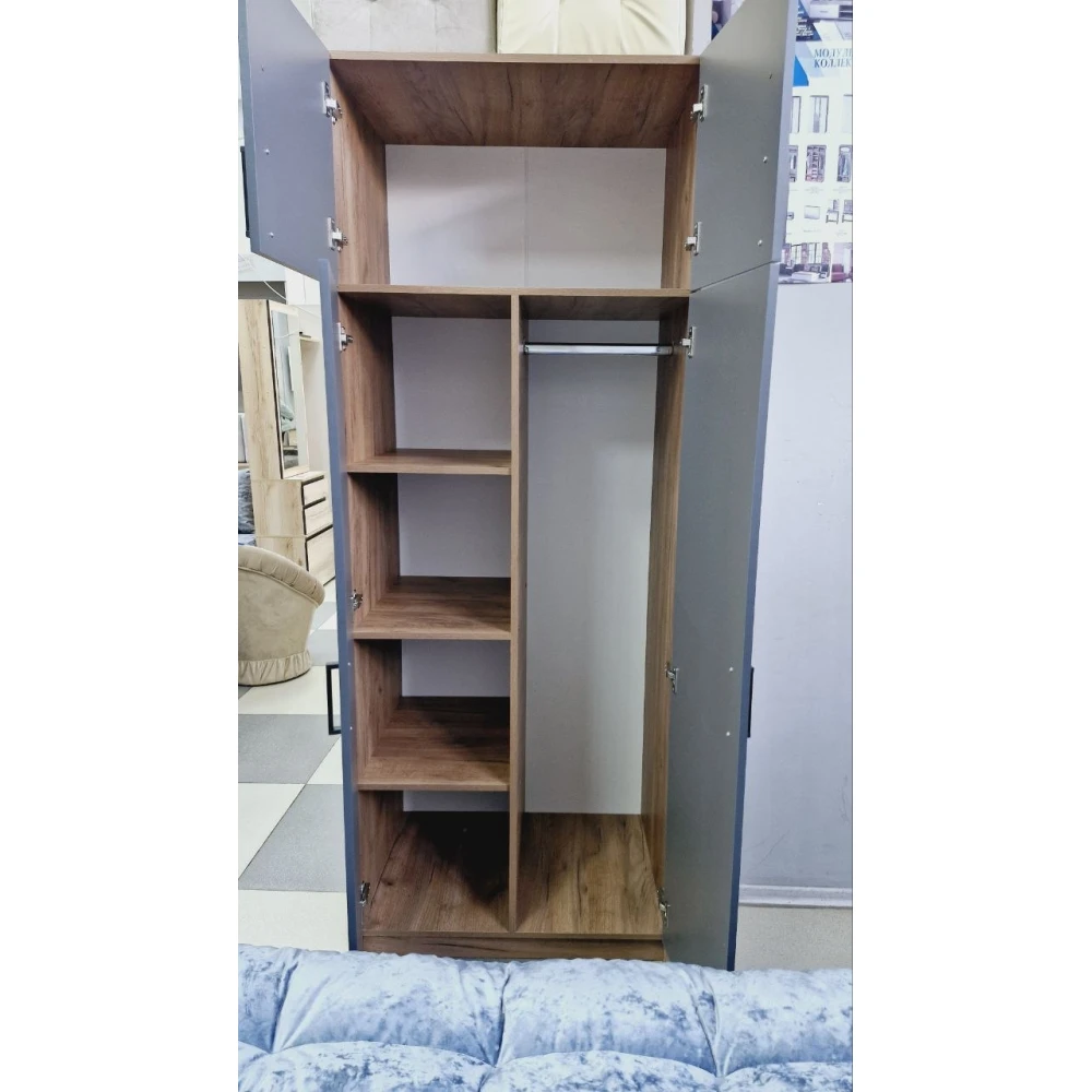 Шкаф 2 ств. "АУРА" 800.1 Дуб крафт табачный/Графит