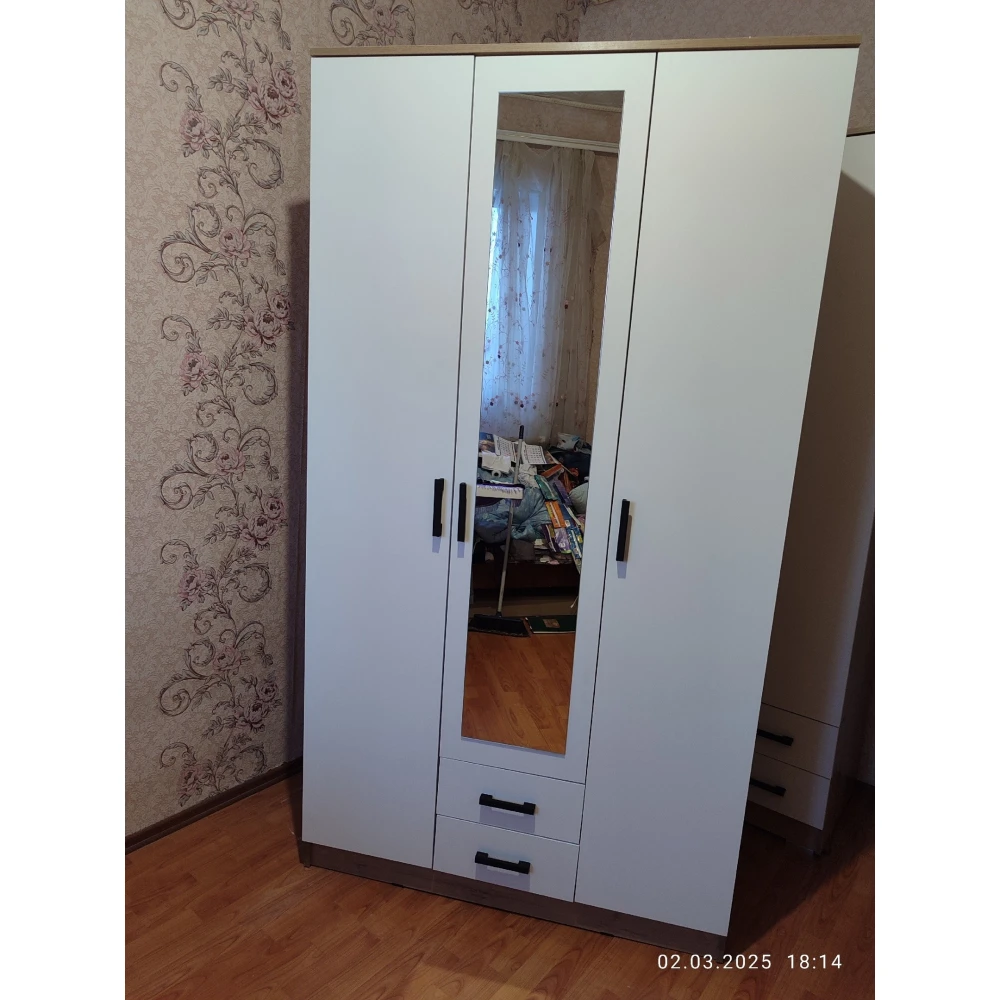 Шкаф "Трио" Дуб вотан/Белый гладкий