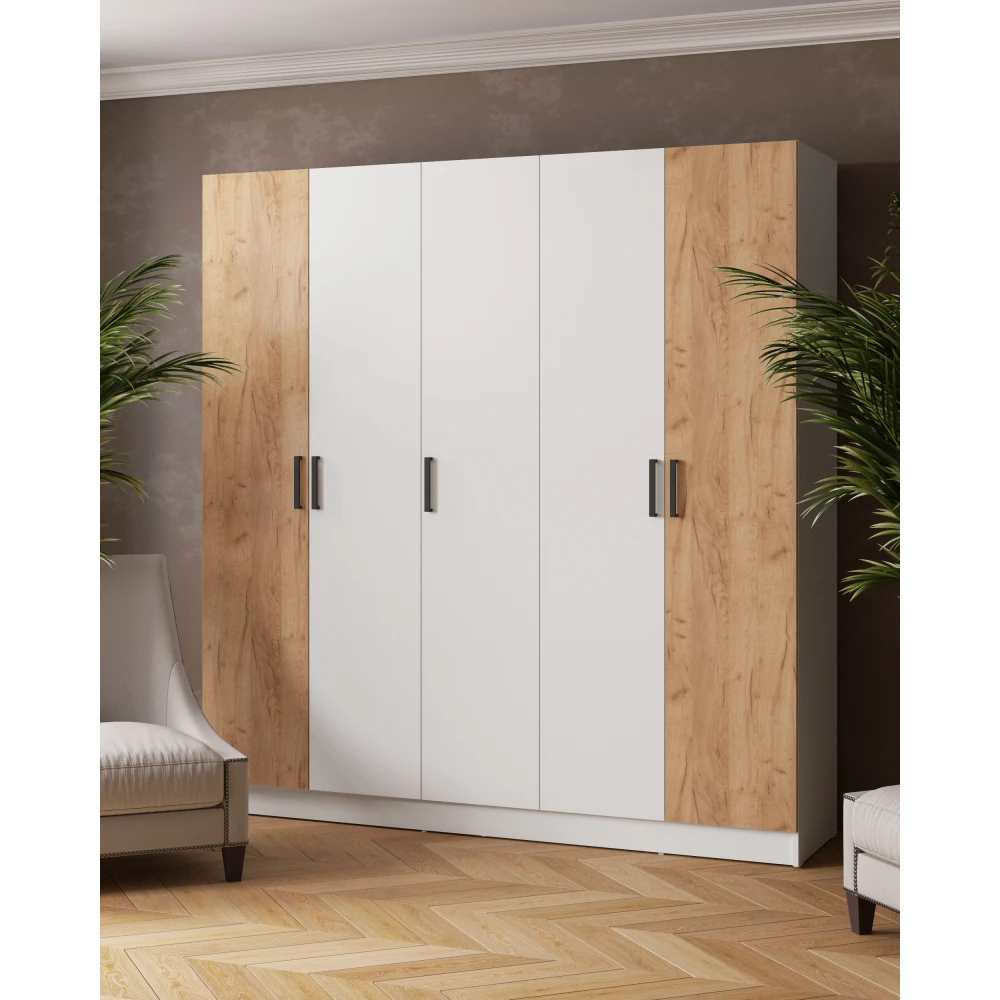 Шкаф "Ларс-2,0" без зеркал Белый/Дуб крафт золотой