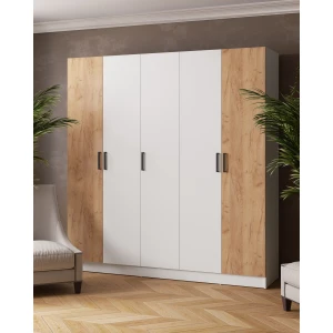 Шкаф "Ларс-2,0" без зеркал Белый/Дуб крафт золотой