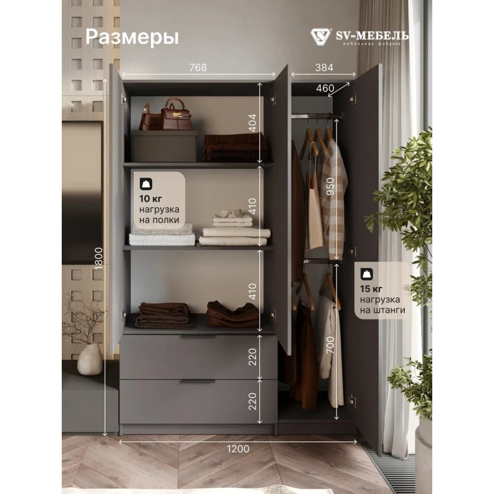 Шкаф распашной "ШК 31" Графит