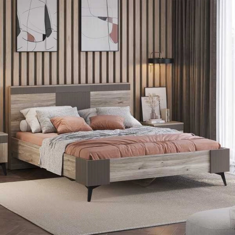 Кровать "Кассандра КР-19" Дуб смоки/MF14